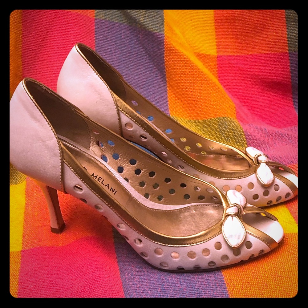 Cream & Gold Antonio Melani Dottie Heels Size 7